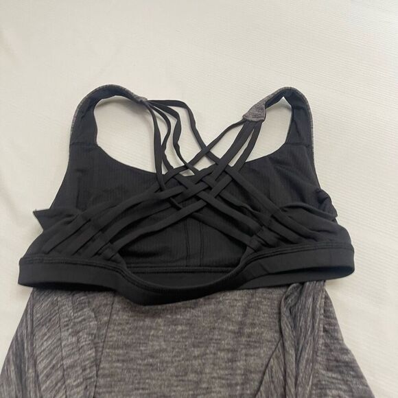 Lululemon Free To Be Grey Black Strappy Tank Top Size 10 - Picture 5 of 8